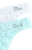 Hanky Panky Bride & Mrs. Original Rise Thong Gift Set ~ White/Blue