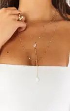 Promises Triple Layered Necklace ~ Gold/Pearl(OS)