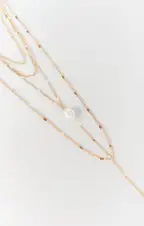 Promises Triple Layered Necklace ~ Gold/Pearl(OS)