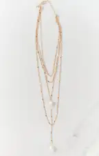 Promises Triple Layered Necklace ~ Gold/Pearl(OS)