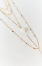Promises Triple Layered Necklace ~ Gold/Pearl(OS)