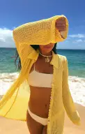 Button Up Coverup ~ Yellow Crochet