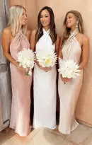 Jasmine Halter Maxi Dress ~ Rose Gold Luxe Satin(XXS)