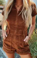 Outlaw Romper ~ Saddle Brown Corduroy(XS)