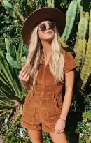 Outlaw Romper ~ Saddle Brown Corduroy(XS)
