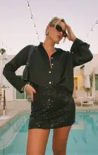 Smith Button Down ~ Black Luxe Satin(XS)