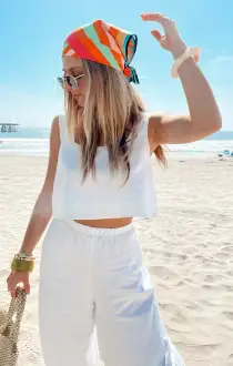 Tara Crop Top ~ White Linen(XS)