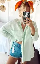 Johns Button Down Shirt ~ Green Melon(XS)