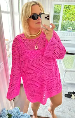 Paula Pullover ~ Hot Pink Crochet(XS)