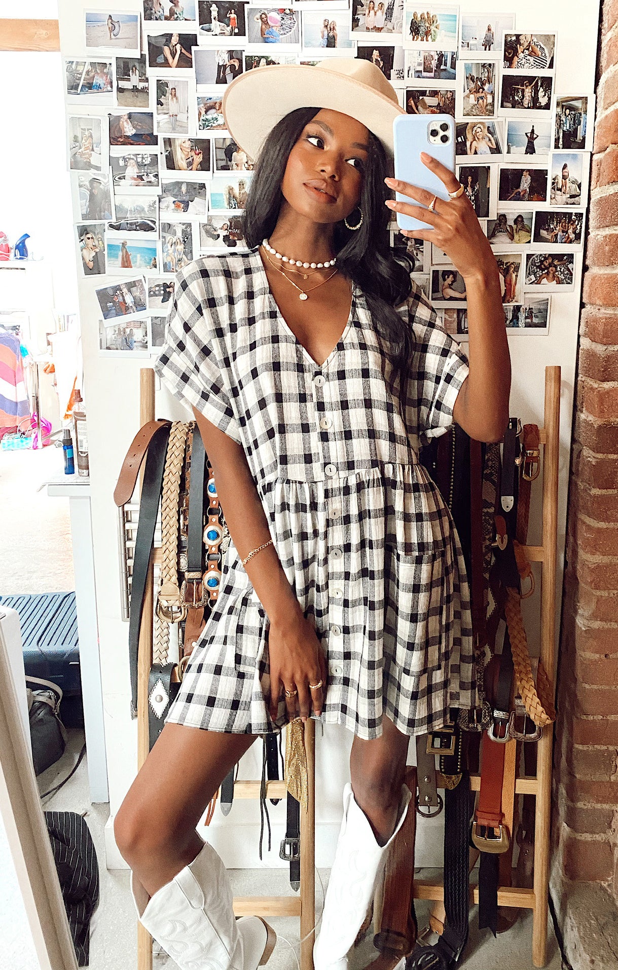 Odessa Dress ~ Check Me Black(XS)