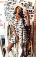Odessa Dress ~ Check Me Black(XS)