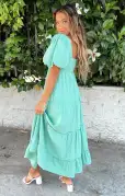 Linds Midi Dress ~ Parakeet Linen(XS)