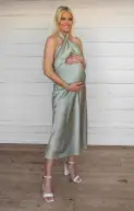 Jasmine Halter Midi Dress ~ Moss Green Luxe Satin(XXS)