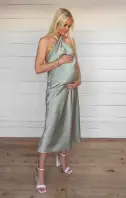 Jasmine Halter Midi Dress ~ Moss Green Luxe Satin(XXS)