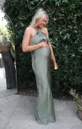 Jasmine Halter Maxi Dress ~ Deep Sage Luxe Satin(XXS)