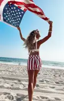 Arizona High Waisted Shorts ~ Candy Stripe(24)