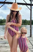 The Little Ribbed One Piece ~ Americana Stripe Micro Rib(1T)