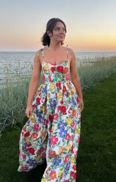 Juliet Maxi Dress ~ Charm Peony White Taffeta(XS)