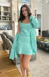 Smith Button Down ~ Aquamarine Shell Satin(XS)