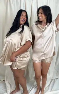 Glam Time Shorts ~ Champagne Luxe Satin(XXS)