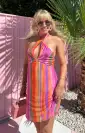 Zappa Mini Dress ~ Sunrise Stripe Mesh(XS)