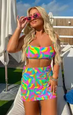 Destin Top ~ Neon Tropics Contour Scrunch(XS)