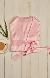 Mumu x Curateur The Harlow Robe ~ Pink Stripe(OS)