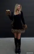 Francine Mini Dress ~ Black Knit with Faux Fur(XS)