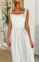 Nina Midi Dress ~ White Rose Satin(XXS)