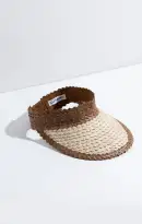 Lusana Banded Baha Visor ~ Brown and Off White(OS)