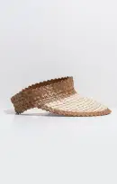 Lusana Banded Baha Visor ~ Brown and Off White(OS)