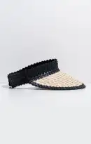 Lusana Banded Baha Visor ~ Black and Off White(OS)