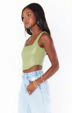 The Corset Top ~ Sage Faux Leather(XS)