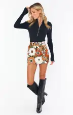 Tyra Belted Skirt ~ Hutton Floral Corduroy(XS)