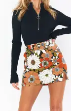 Tyra Belted Skirt ~ Hutton Floral Corduroy(XS)
