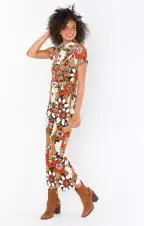 Cropped Everhart Jumpsuit ~ Hutton Floral Corduroy(XS)