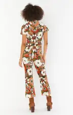 Cropped Everhart Jumpsuit ~ Hutton Floral Corduroy(XS)