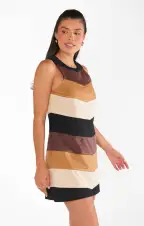 Mod Mini Dress ~ Faux Suede Chevron(XS)
