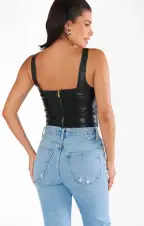 The Corset Top ~ Black Faux Leather(XS)
