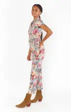 Jacksonville Short Sleeve Cropped Jumpsuit ~ Sage Dusty Meadows Denim(XS)
