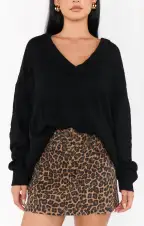 Tyra Belted Zip Skirt ~ Leopard Latte Denim(XS)