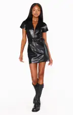 Outlaw Dress ~ Black Faux Leather(XS)