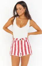 Arizona High Waisted Shorts ~ Candy Stripe