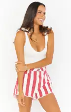 Arizona High Waisted Shorts ~ Candy Stripe(24)