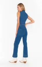 Jacksonville Cropped Jumpsuit ~ Lunar Blue(XS)