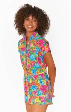 Cannon Romper ~ Bright Floral Soiree Denim(XS)