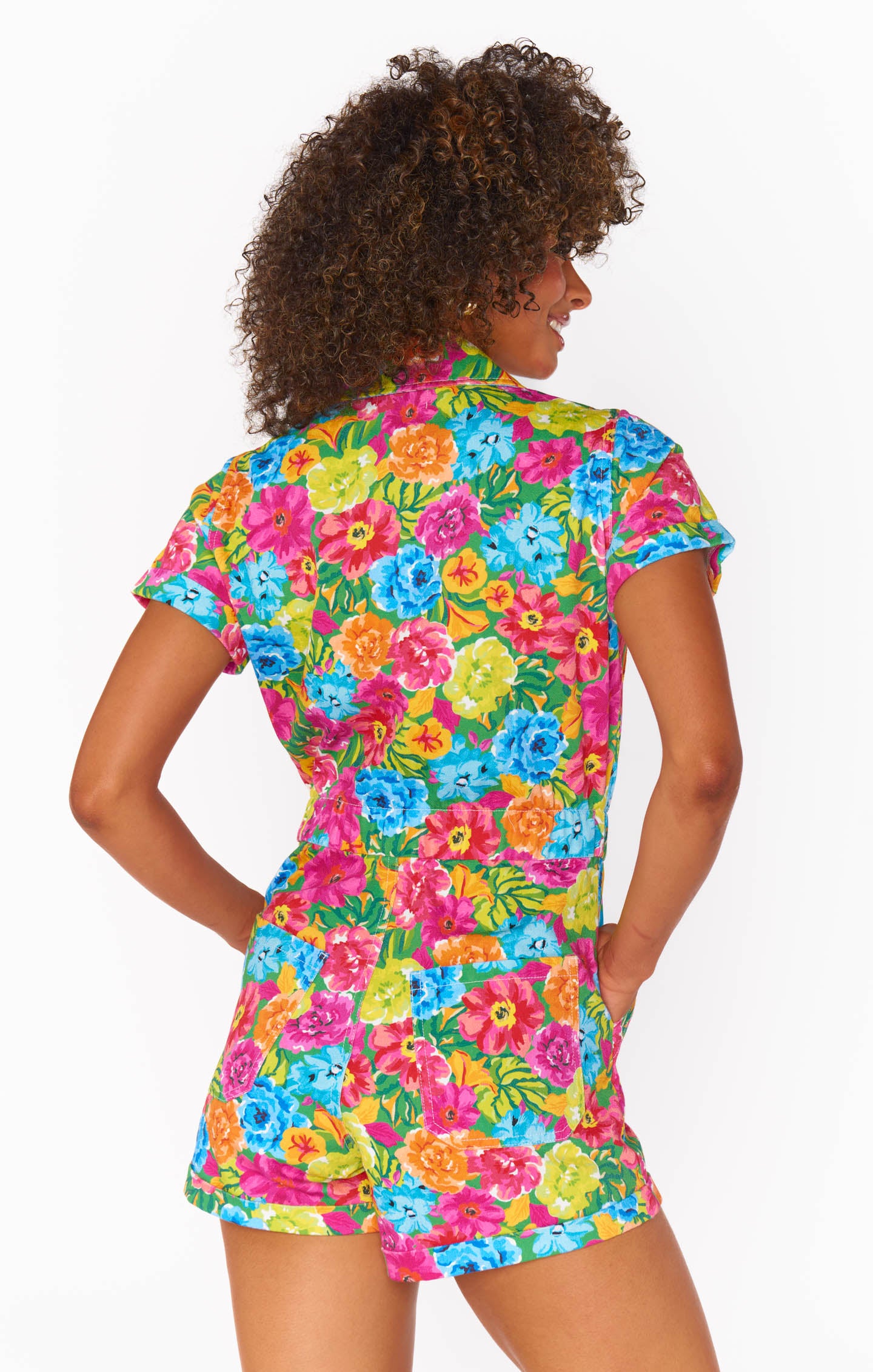 Cannon Romper ~ Bright Floral Soiree Denim(XS)