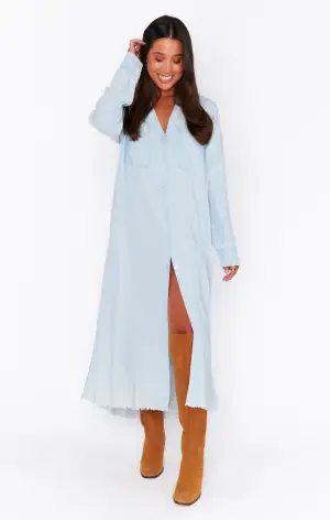 Wilmington Long Shirt Dress ~ Light Chambray(XS)