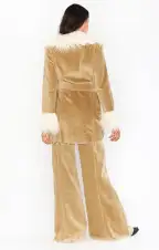 Penny Lane Coat ~ Beige Corduroy with Faux Fur(XS)