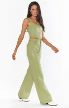 Tribeca Trouser ~ Sage Faux Leather(XS)